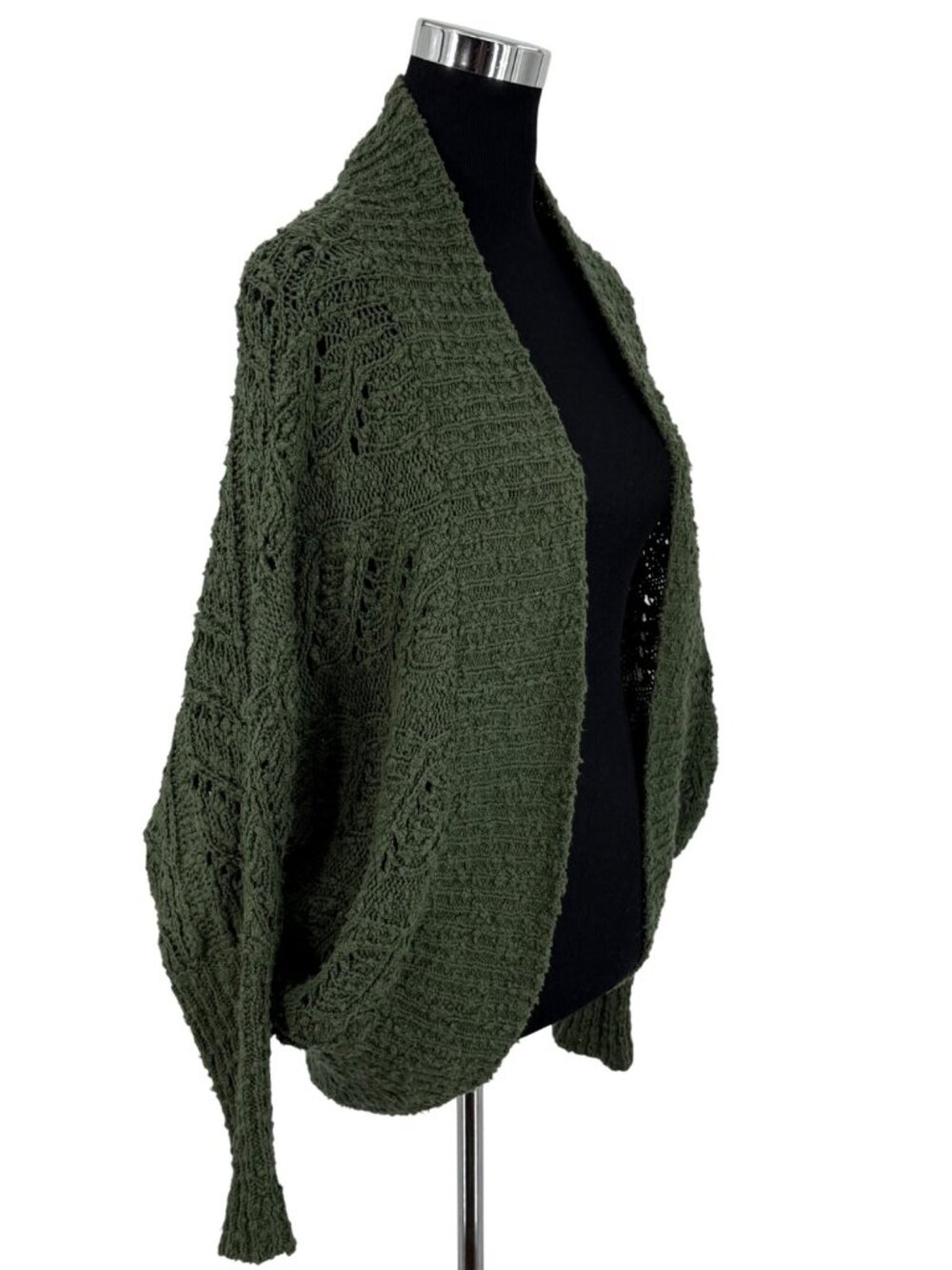 Anthropologie Green Slouchy Knit Dolman Sleeve Open Front Cocoon Cardigan S Boho - Picture 6 of 16
